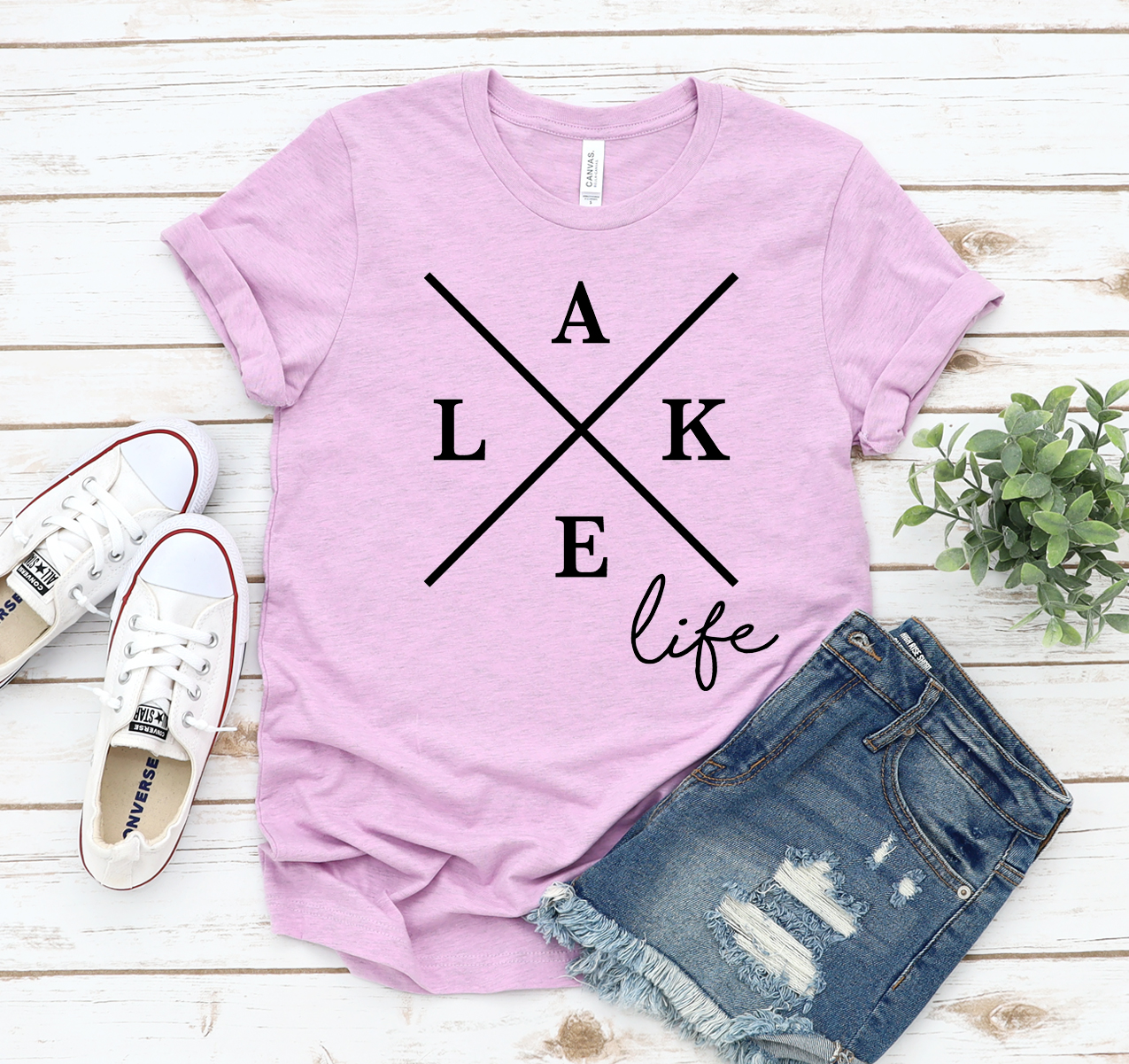 A classic unisex Lake Life T-shirt made from soft airlume cotton, perfect for outdoor adventures by the lake.