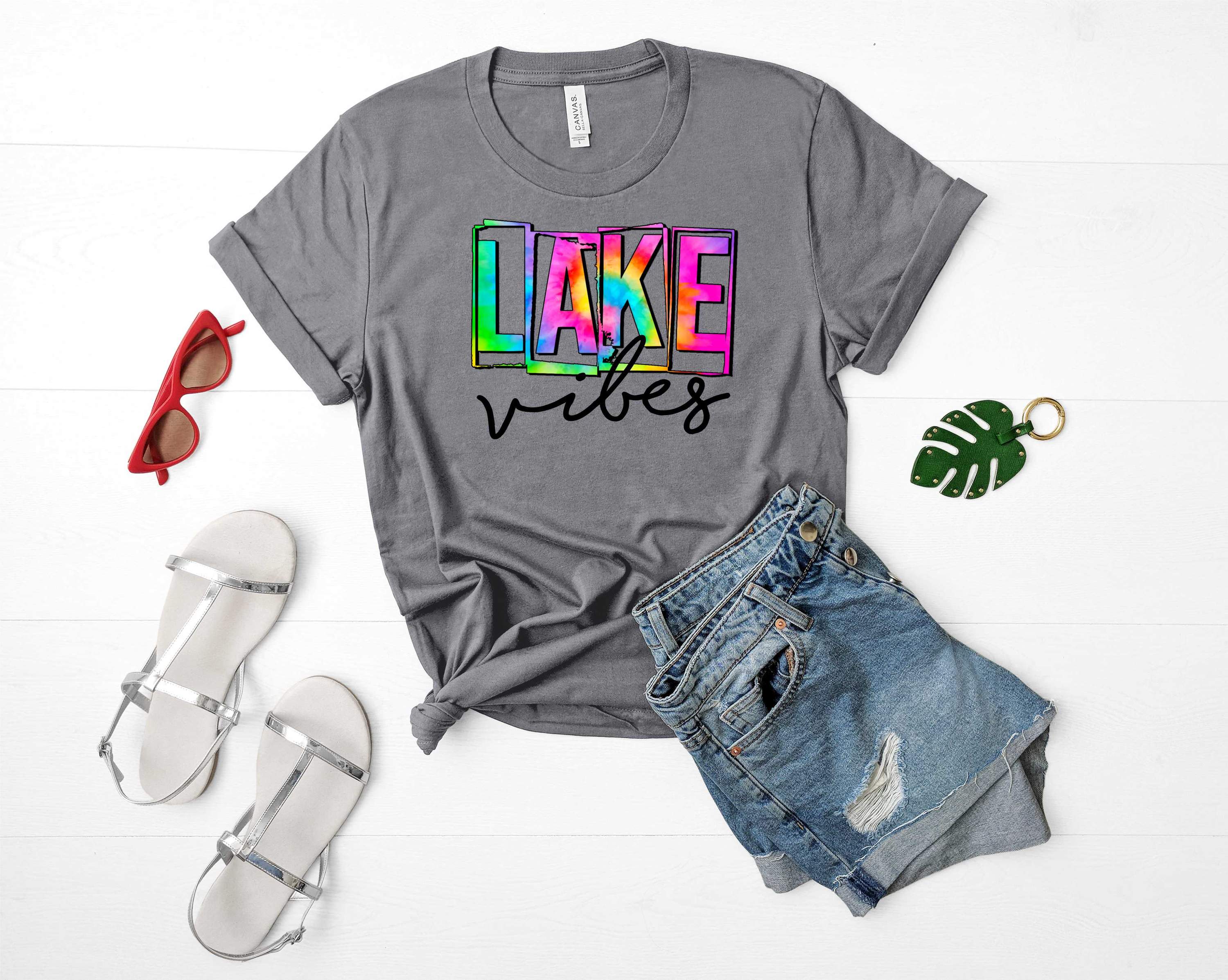 Lake Vibes Graphic Tee featuring a vibrant lake-themed design, perfect for summer outings.