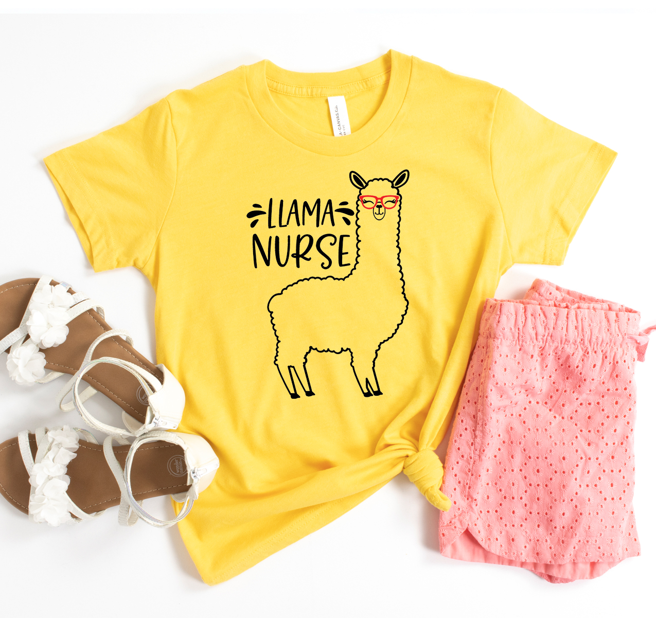 A stylish Llama Nurse T-shirt featuring a playful llama graphic, made from soft cotton fabric, available in various sizes.