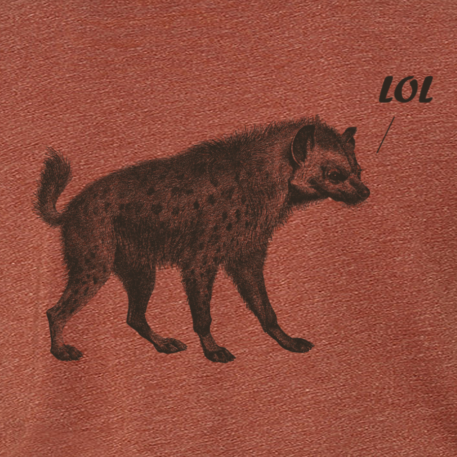 A stylish women's tee featuring a playful laughing hyena graphic, perfect for casual wear.