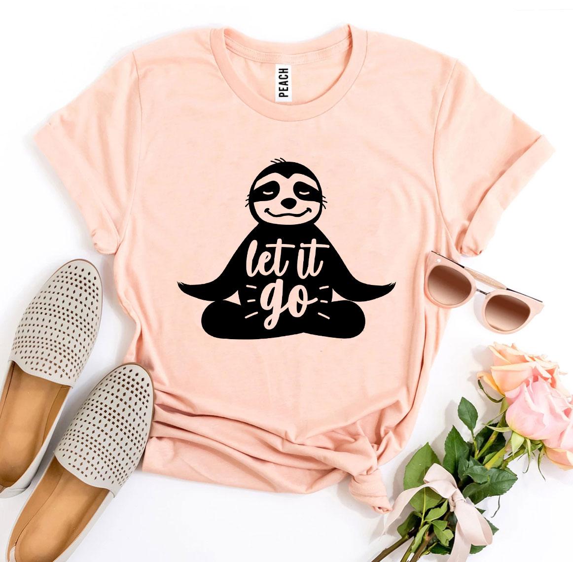 Let It Go T-shirt made from premium ring spun cotton, featuring a vibrant flex print design, available in various sizes.