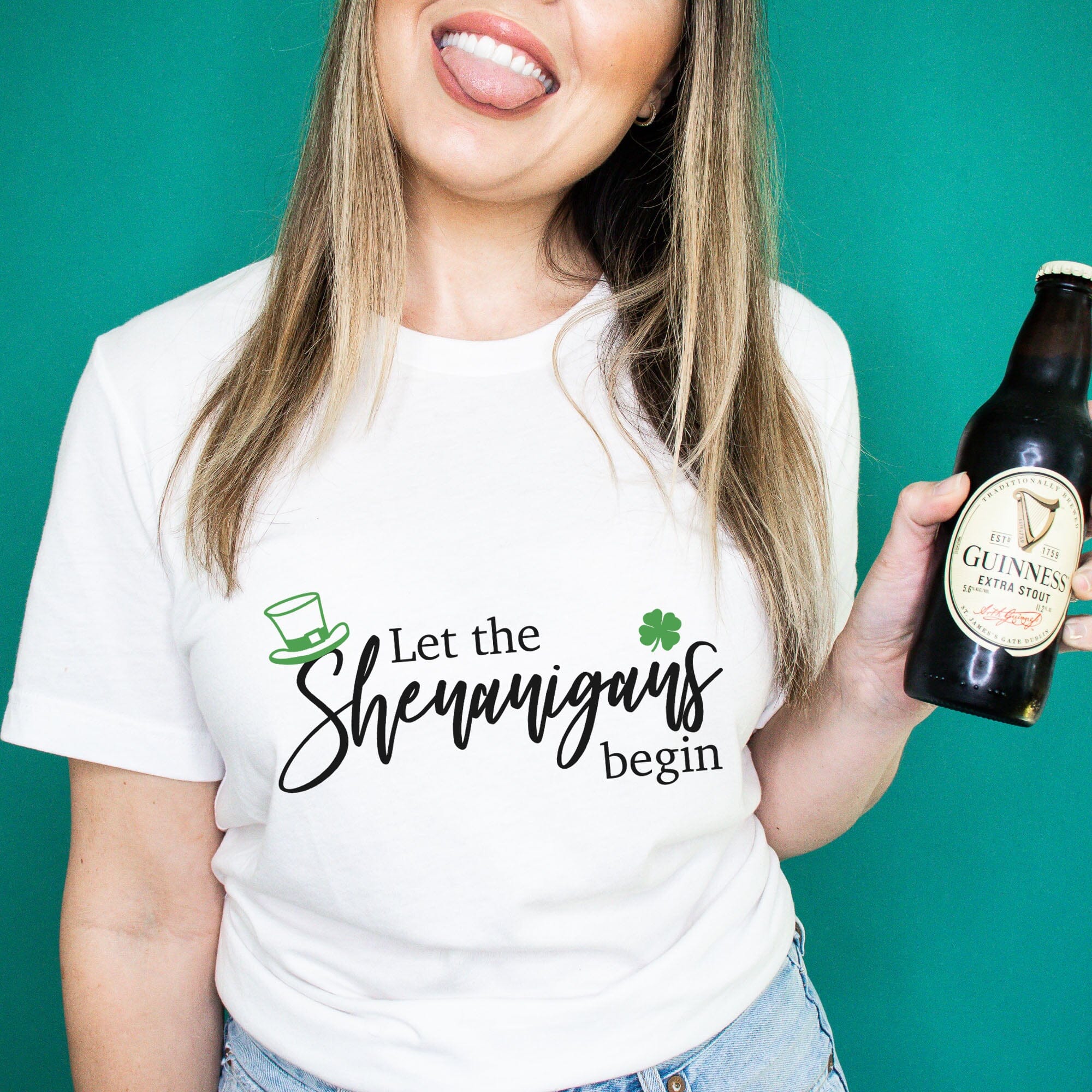 Let The Shenanigans Begin Tee featuring a fun design, made from 100% Ringspun Cotton, suitable for both men and women.