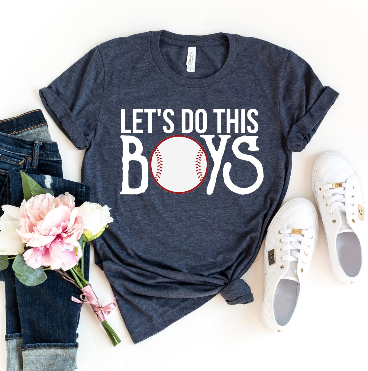 A stylish 'Let's Do This Boys' T-shirt made from premium ring spun cotton, featuring a high-end textile flex print.