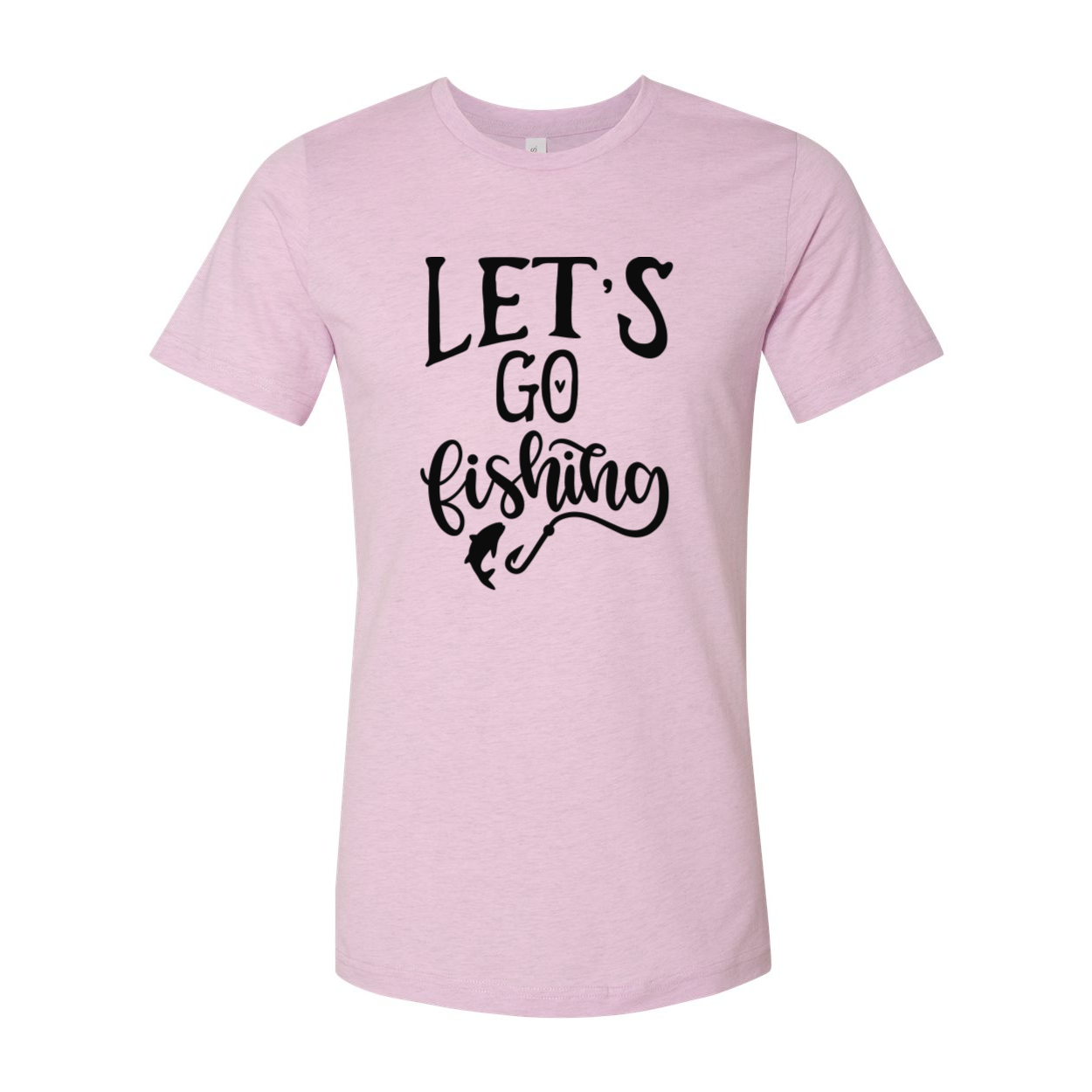 A unisex Lets Go Fishing Shirt made from soft ring spun cotton, available in multiple colors and sizes, featuring a classic crew neck design.