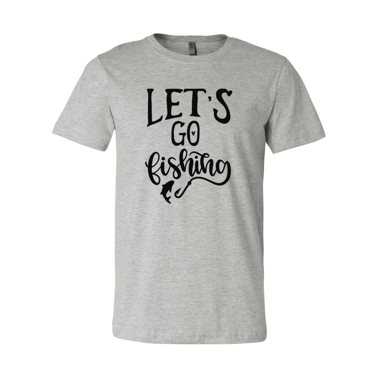 A unisex Lets Go Fishing Shirt made from soft ring spun cotton, available in multiple colors and sizes, featuring a classic crew neck design.