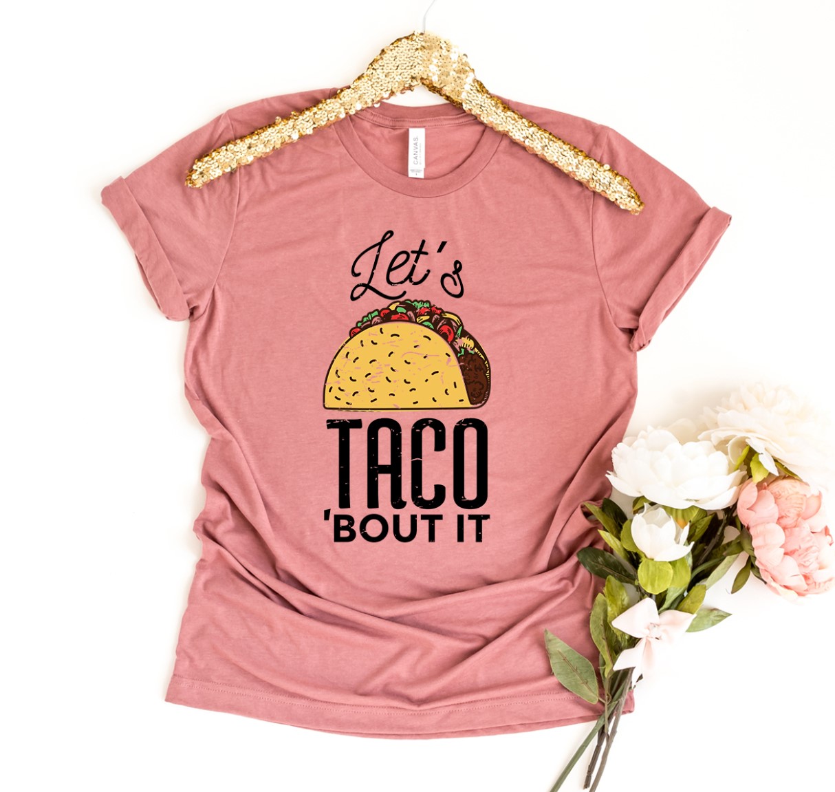 Let's Taco Bout It T-shirt made of premium ring spun cotton with vibrant taco-themed print.