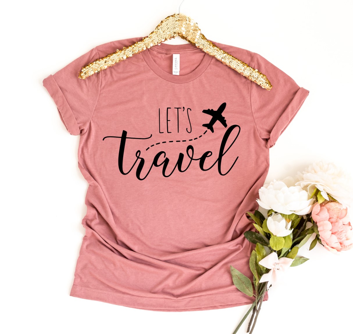 Lets Travel T-shirt made of premium ring spun cotton with a soft feel and high-quality flex print design.