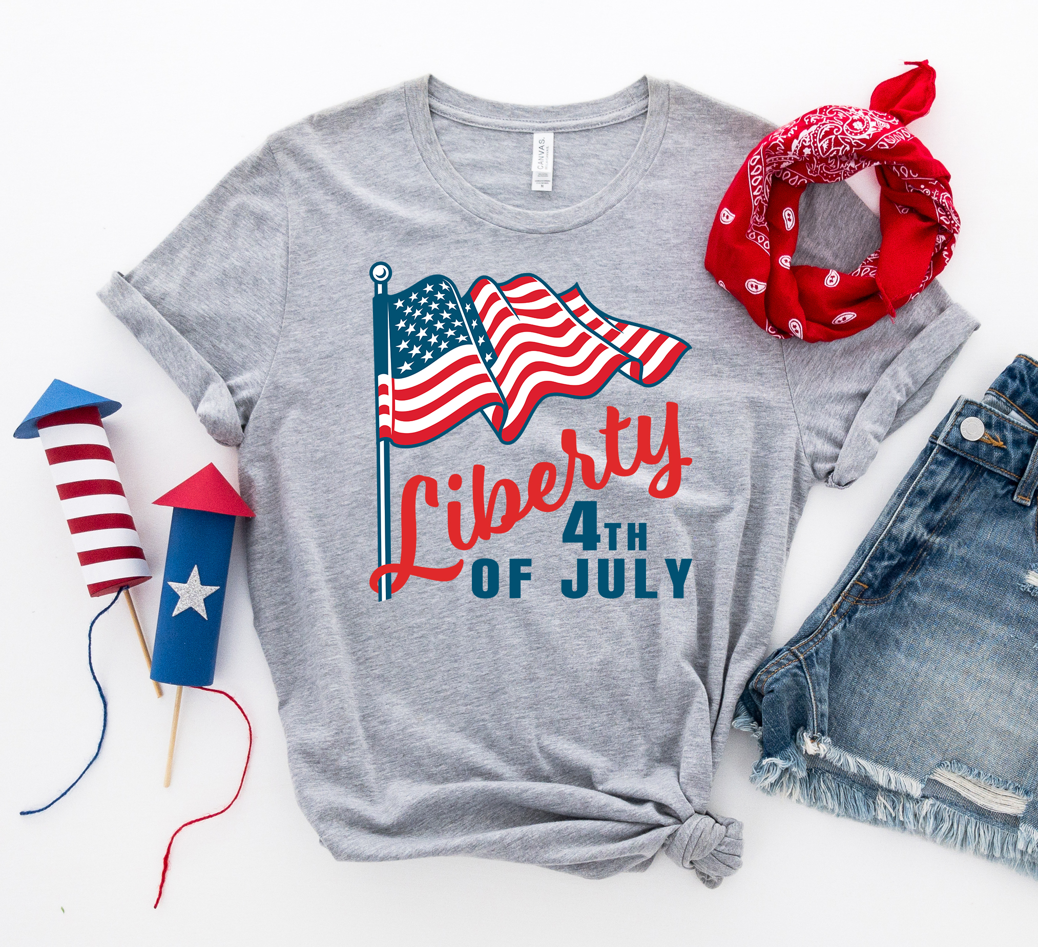 Liberty 4th of July T-shirt made from premium ring spun cotton with vibrant patriotic design.