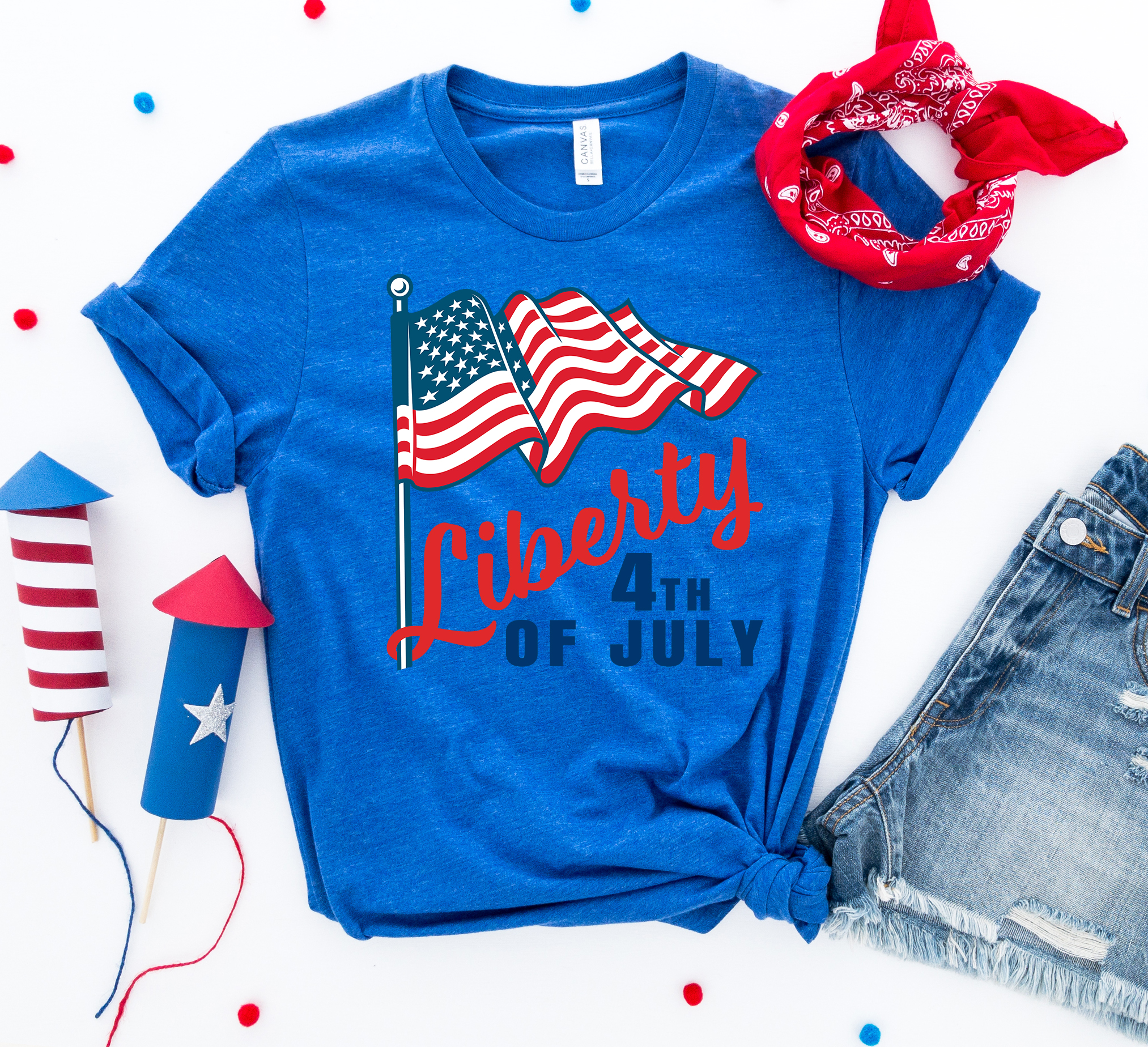 Liberty 4th of July T-shirt made from premium ring spun cotton with vibrant patriotic design.