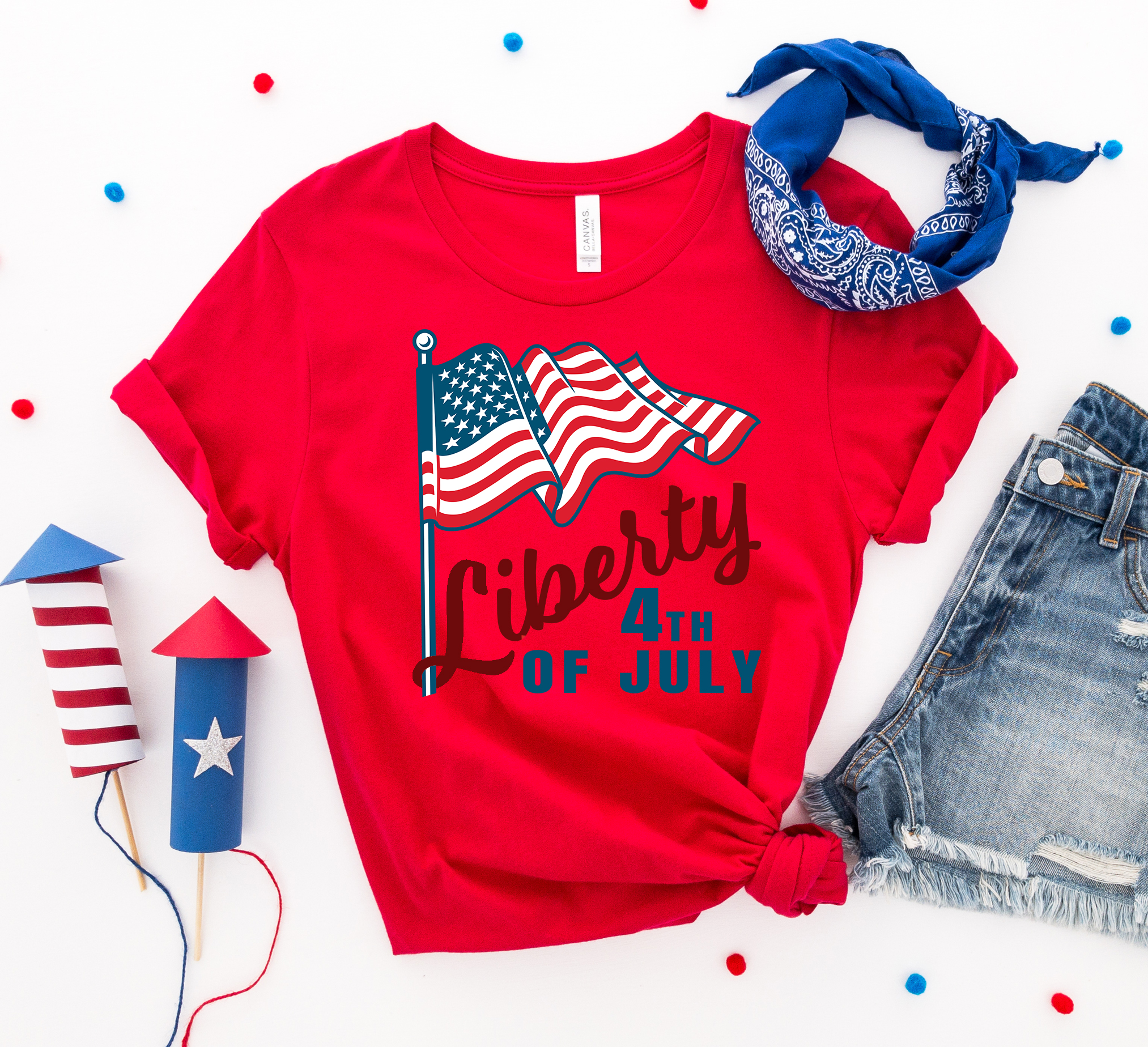 Liberty 4th of July T-shirt made from premium ring spun cotton with vibrant patriotic design.