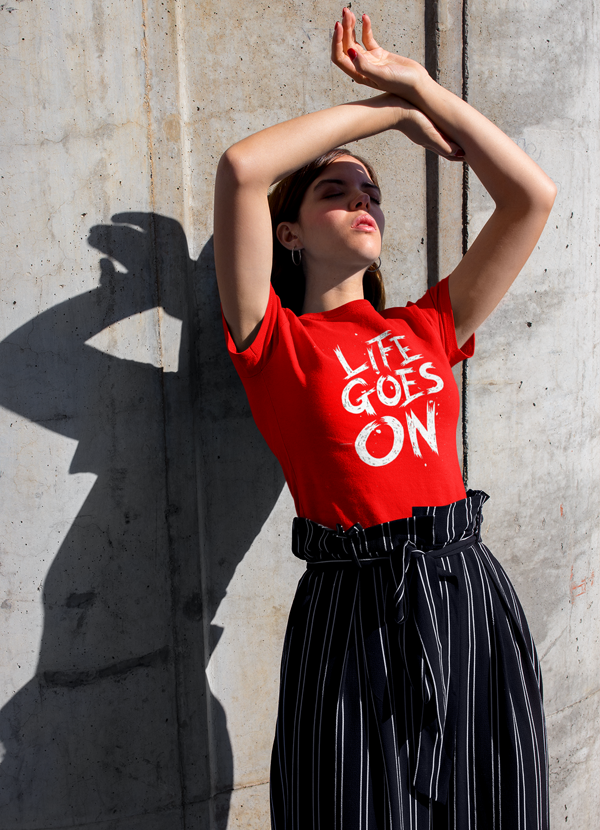 Life Goes On Women T-shirt featuring unique artistic design on soft ringspun cotton fabric.