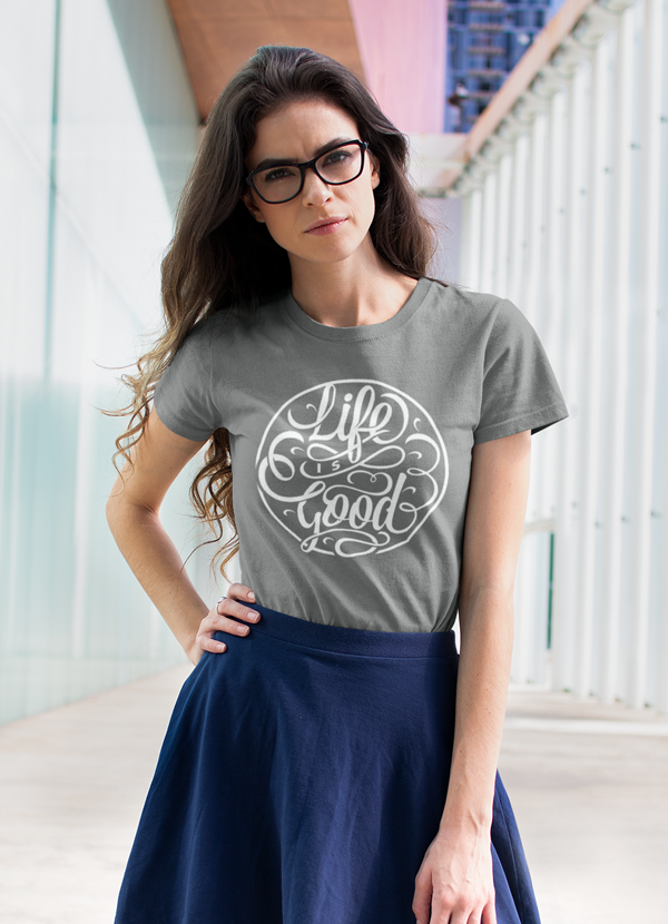 Life Is Good Women T-shirt made from soft ringspun cotton, featuring a stylish design by top artists, perfect for casual wear.