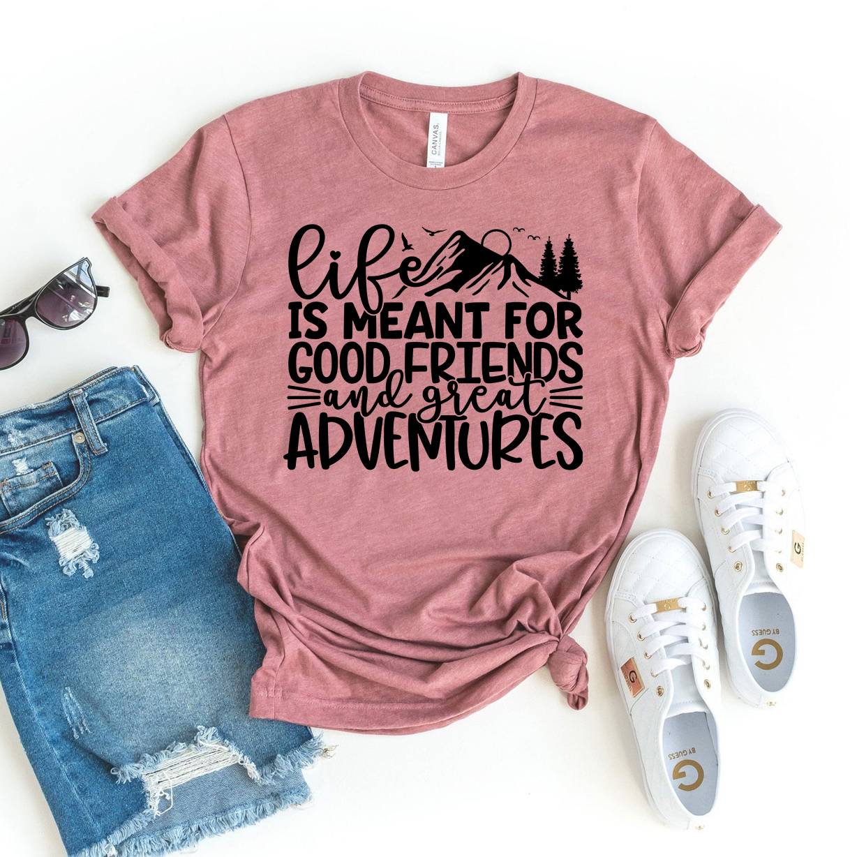 Life Is Meant For Good Friends T-shirt made of premium ring spun cotton, featuring a soft textile flex print design.