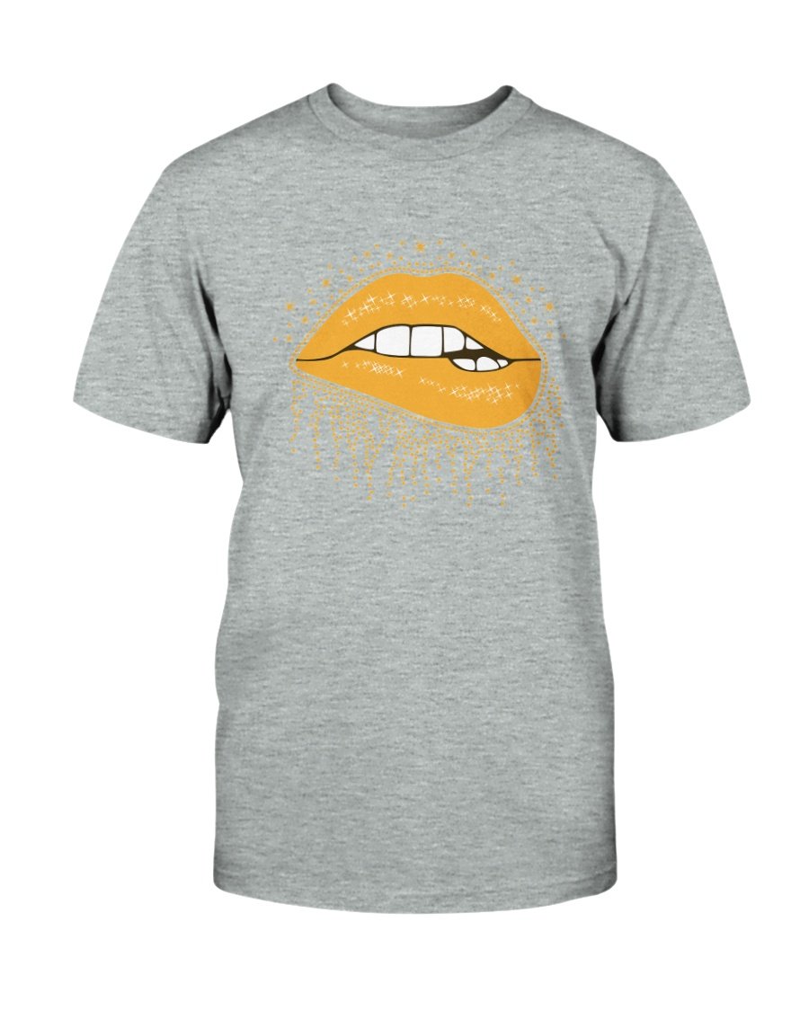 A stylish unisex Lips Shirt made from soft ring spun cotton, available in multiple colors and sizes, featuring a classic crew neck and short sleeves.