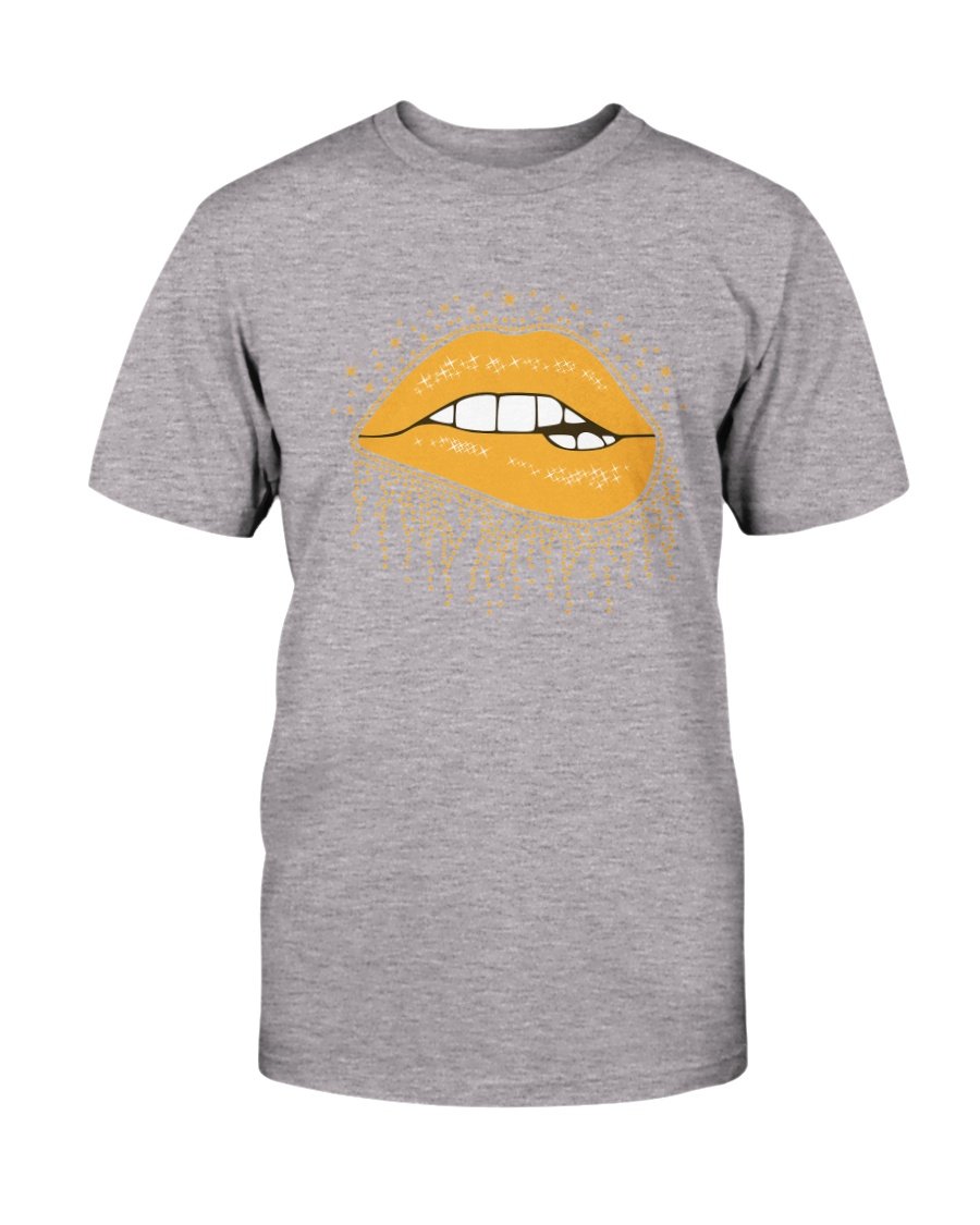 A stylish unisex Lips Shirt made from soft ring spun cotton, available in multiple colors and sizes, featuring a classic crew neck and short sleeves.