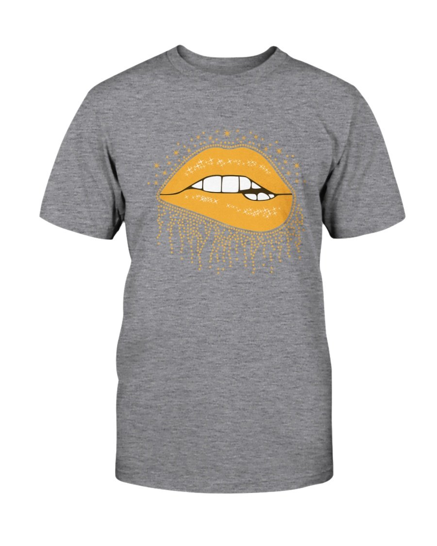 A stylish unisex Lips Shirt made from soft ring spun cotton, available in multiple colors and sizes, featuring a classic crew neck and short sleeves.