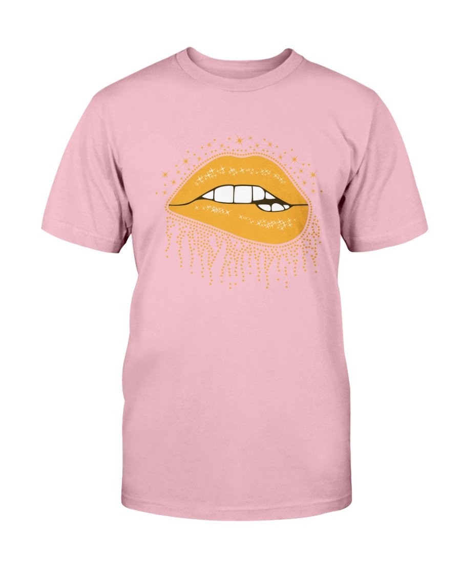 A stylish unisex Lips Shirt made from soft ring spun cotton, available in multiple colors and sizes, featuring a classic crew neck and short sleeves.