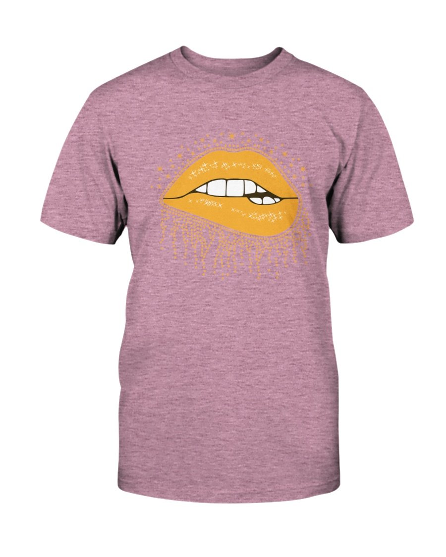 A stylish unisex Lips Shirt made from soft ring spun cotton, available in multiple colors and sizes, featuring a classic crew neck and short sleeves.