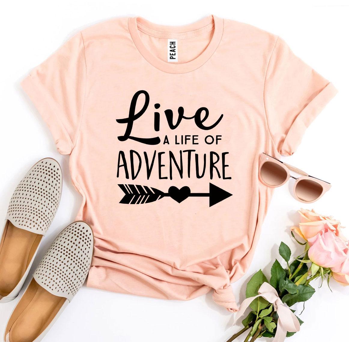 Live a Life Of Adventure T-shirt made of premium ring spun cotton with a stylish flex print design.