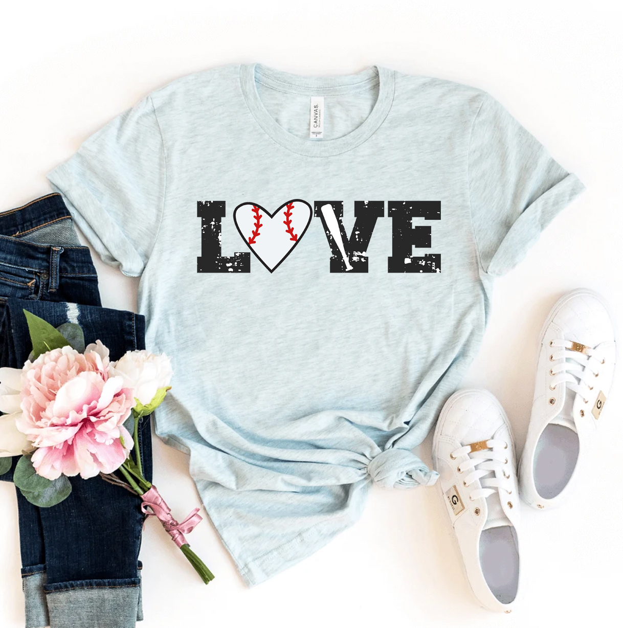 Love Baseball T-shirt made of premium ring spun cotton with a vibrant flex print design.