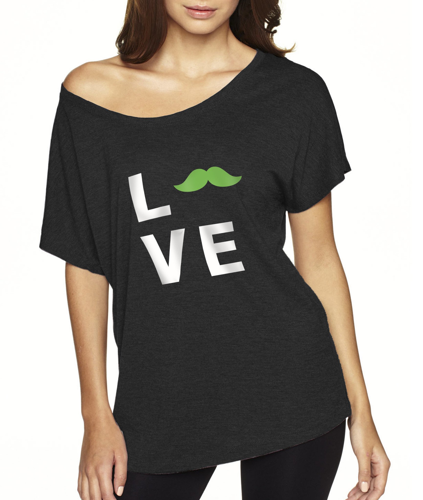 A stylish 'Love' Dolman Tee featuring dolman sleeves, made from a soft cotton/poly/rayon blend, perfect for casual wear.