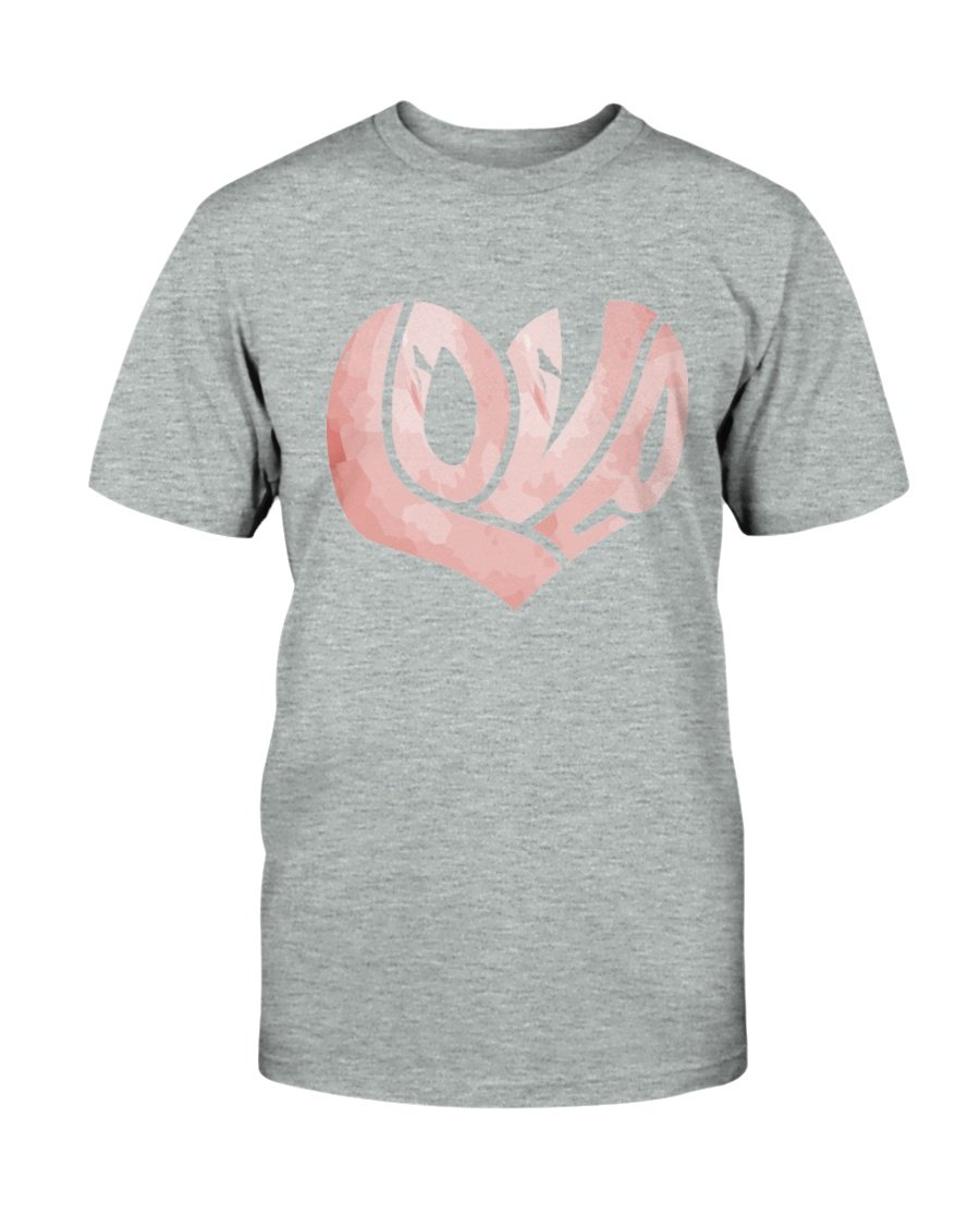 A stylish unisex Love Heart Shirt made from soft ring spun cotton, available in various colors and sizes.