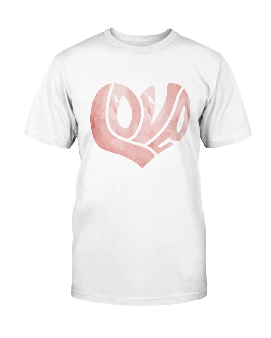 A stylish unisex Love Heart Shirt made from soft ring spun cotton, available in various colors and sizes.