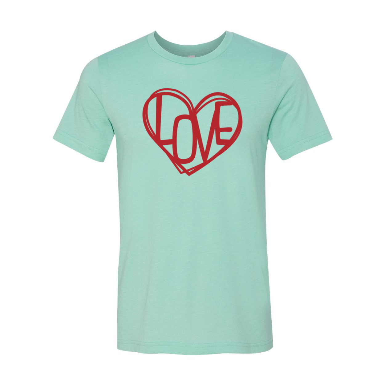 A vibrant Love Heart Shirt displayed in various colors, showcasing its soft fabric and stylish design.