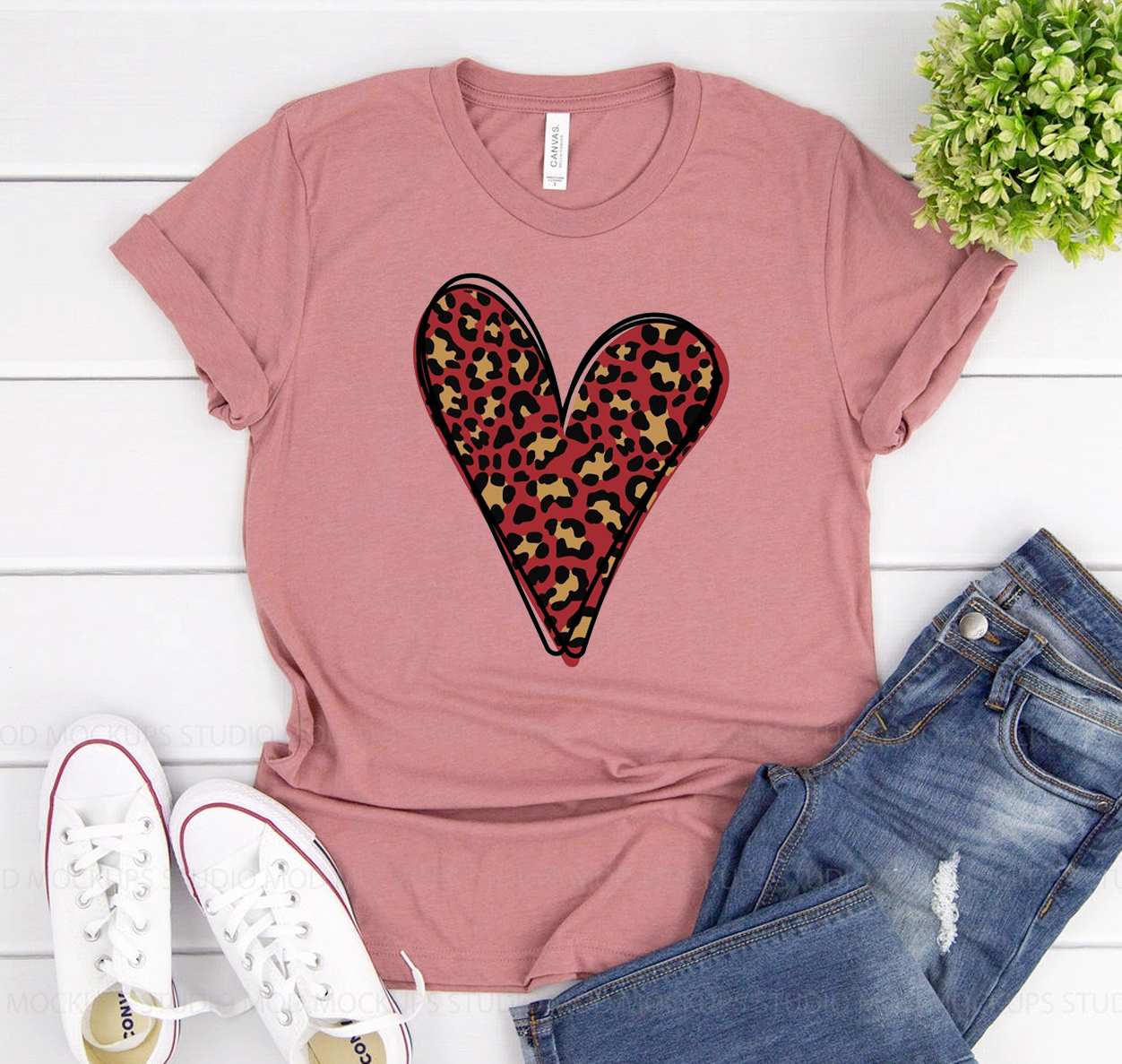 A stylish Love Heart T-shirt made from soft airlume cotton, featuring a heart graphic, available in various sizes.