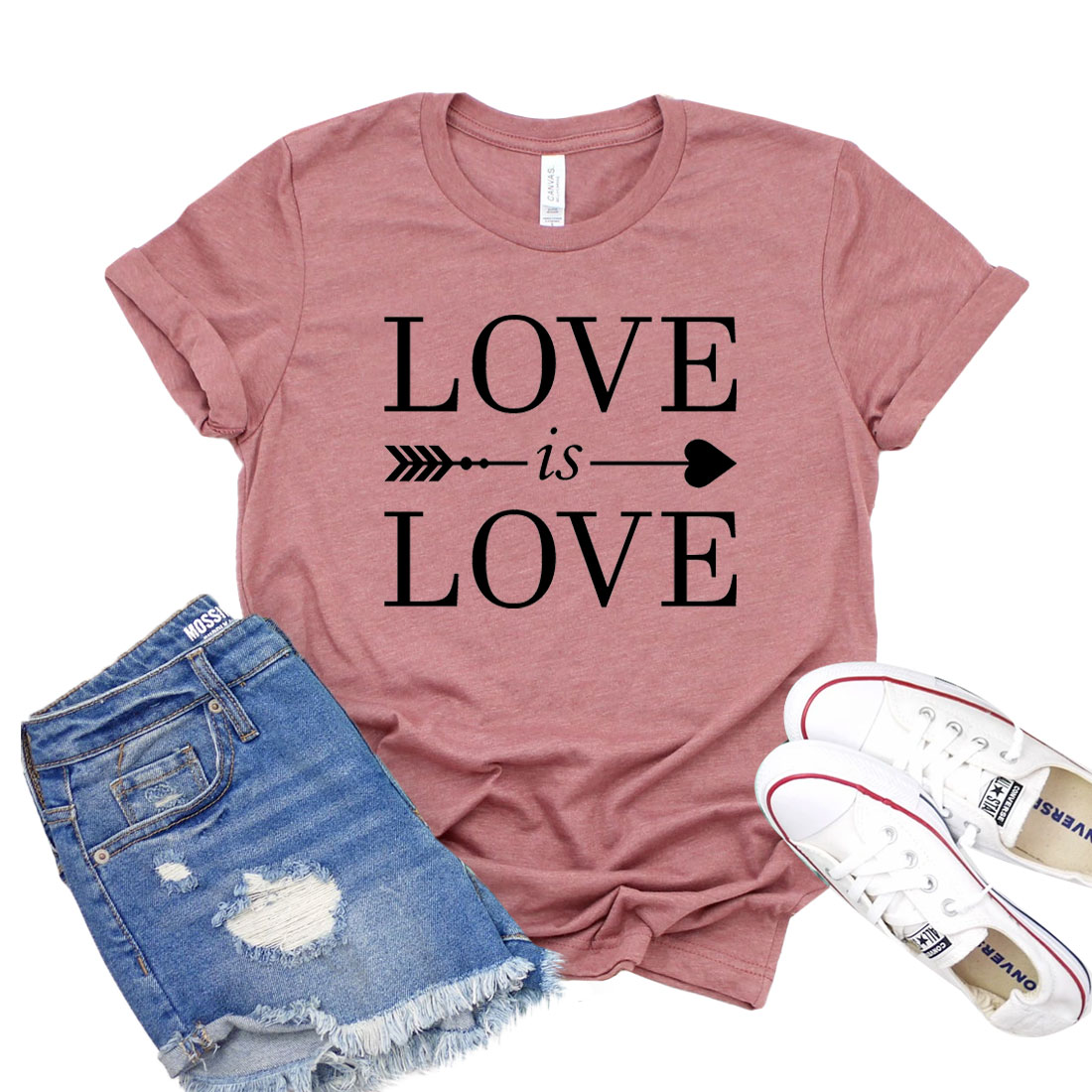 A unisex Love Is Love T-shirt made from soft airlume cotton, featuring a vibrant design promoting love and inclusivity.