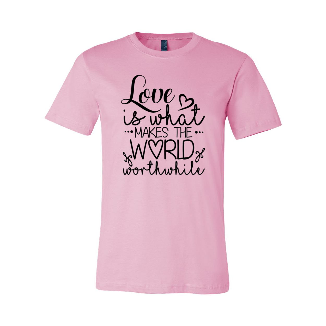 Unisex Love Is What Makes The World Shirt in various colors, showcasing its comfortable fit and high-quality print.