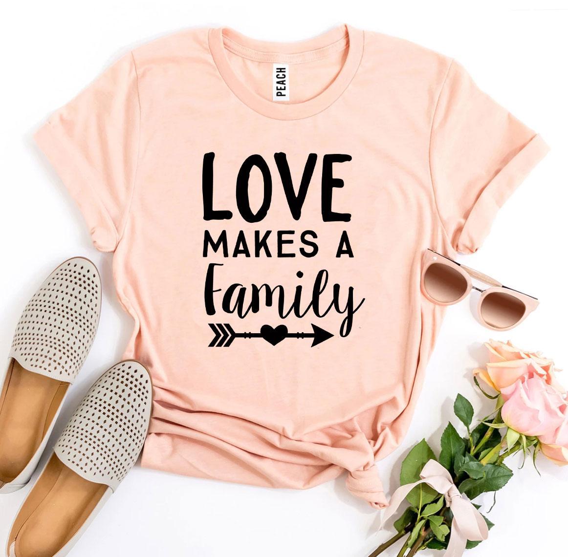 Love Makes a Family T-shirt made of premium ring spun cotton with a soft textile flex print design.