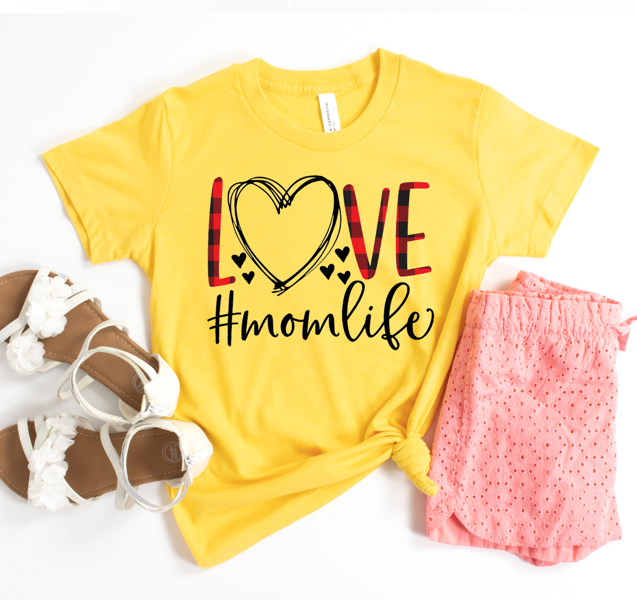 Love Mom Life T-shirt in soft cotton fabric, showcasing a stylish design perfect for mothers.