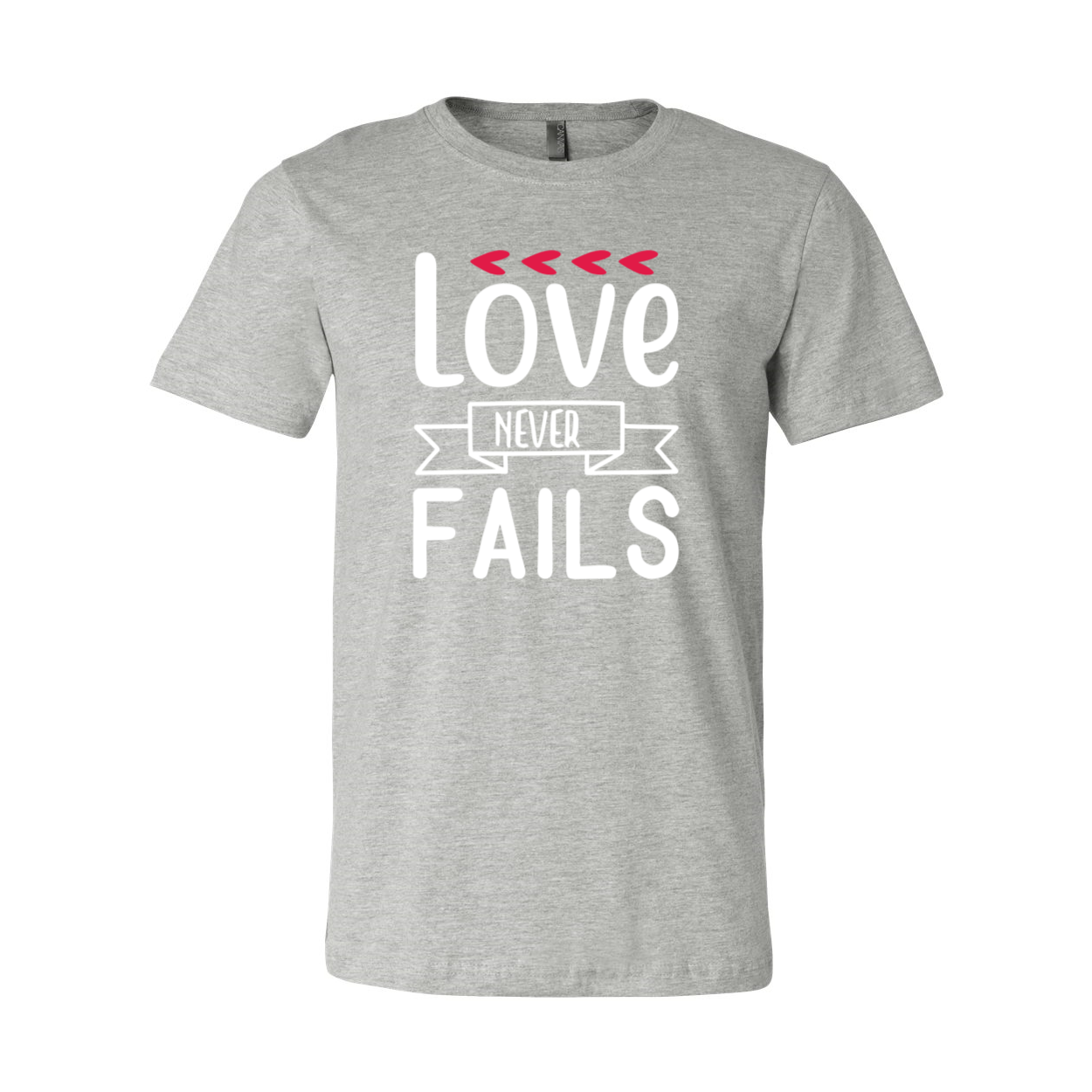 Unisex Love Never Fail Shirt in various colors, showcasing its soft fabric and stylish design.