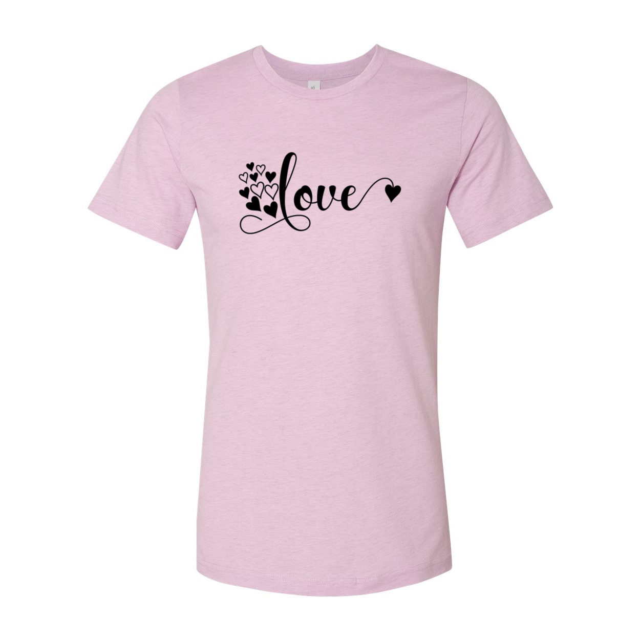 A stylish unisex Love Shirt made from soft ring spun cotton, available in various colors and sizes.