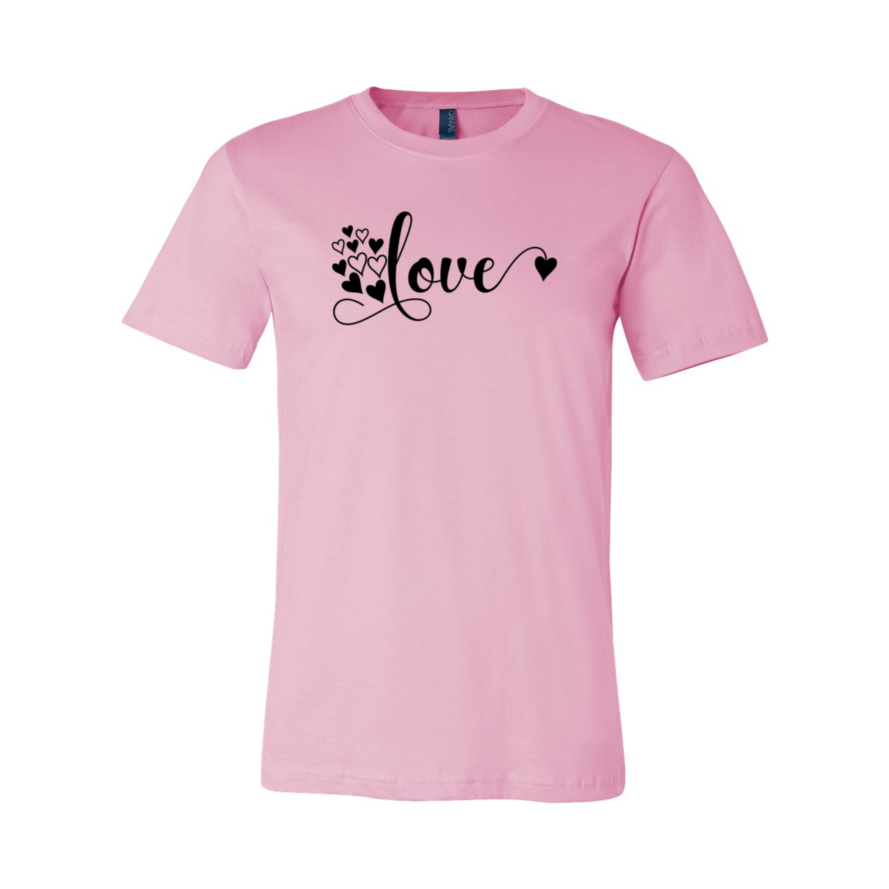 A stylish unisex Love Shirt made from soft ring spun cotton, available in various colors and sizes.