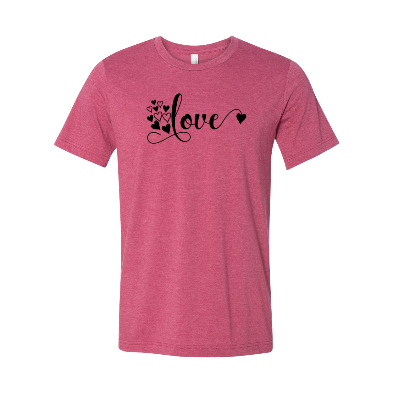 A stylish unisex Love Shirt made from soft ring spun cotton, available in various colors and sizes.