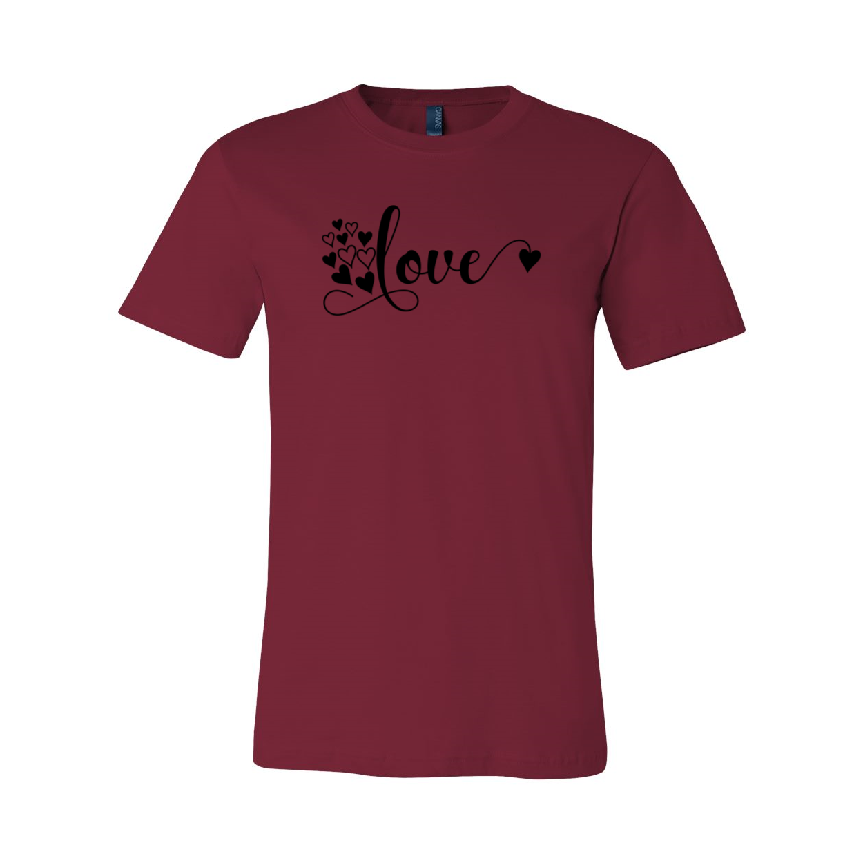 A stylish unisex Love Shirt made from soft ring spun cotton, available in various colors and sizes.