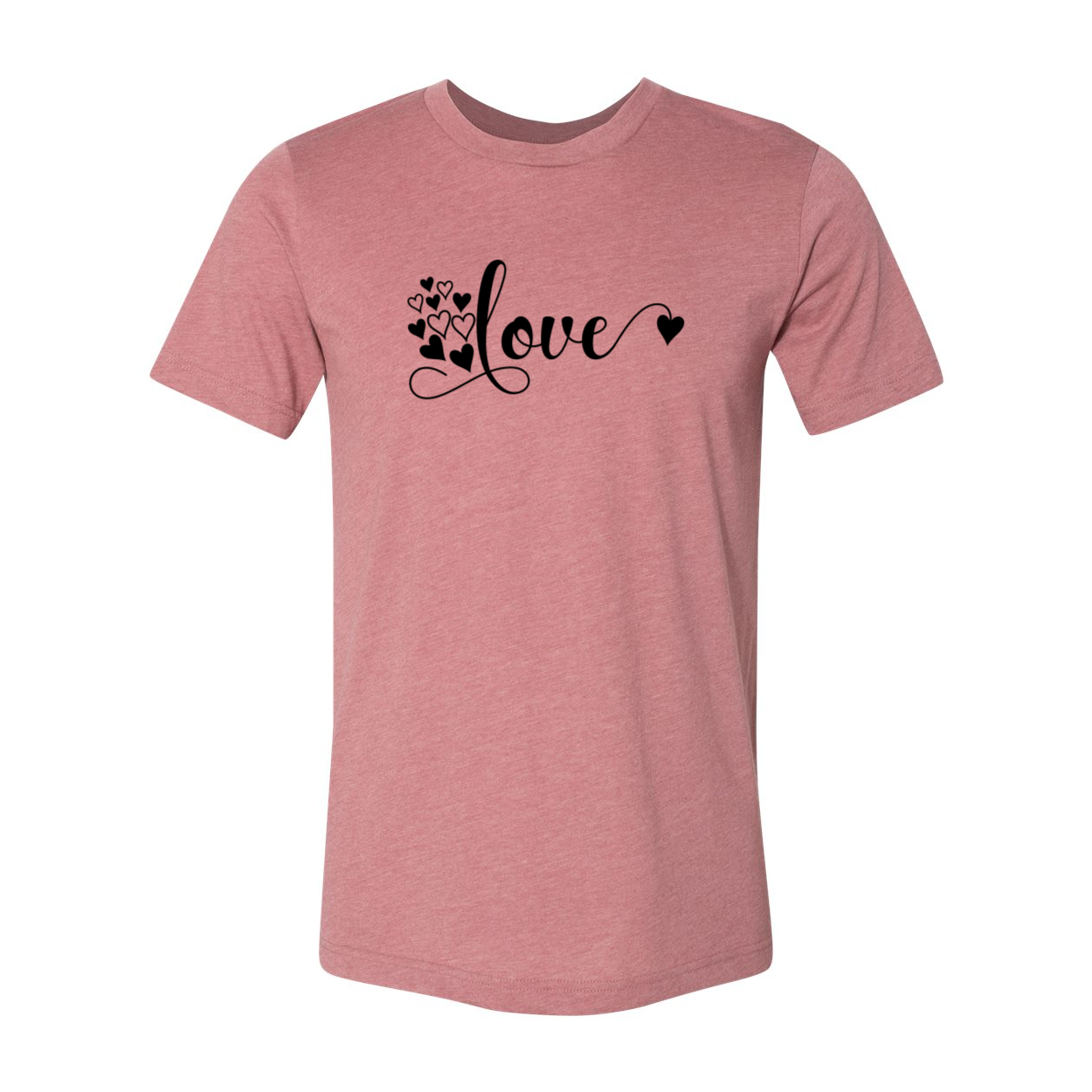 A stylish unisex Love Shirt made from soft ring spun cotton, available in various colors and sizes.