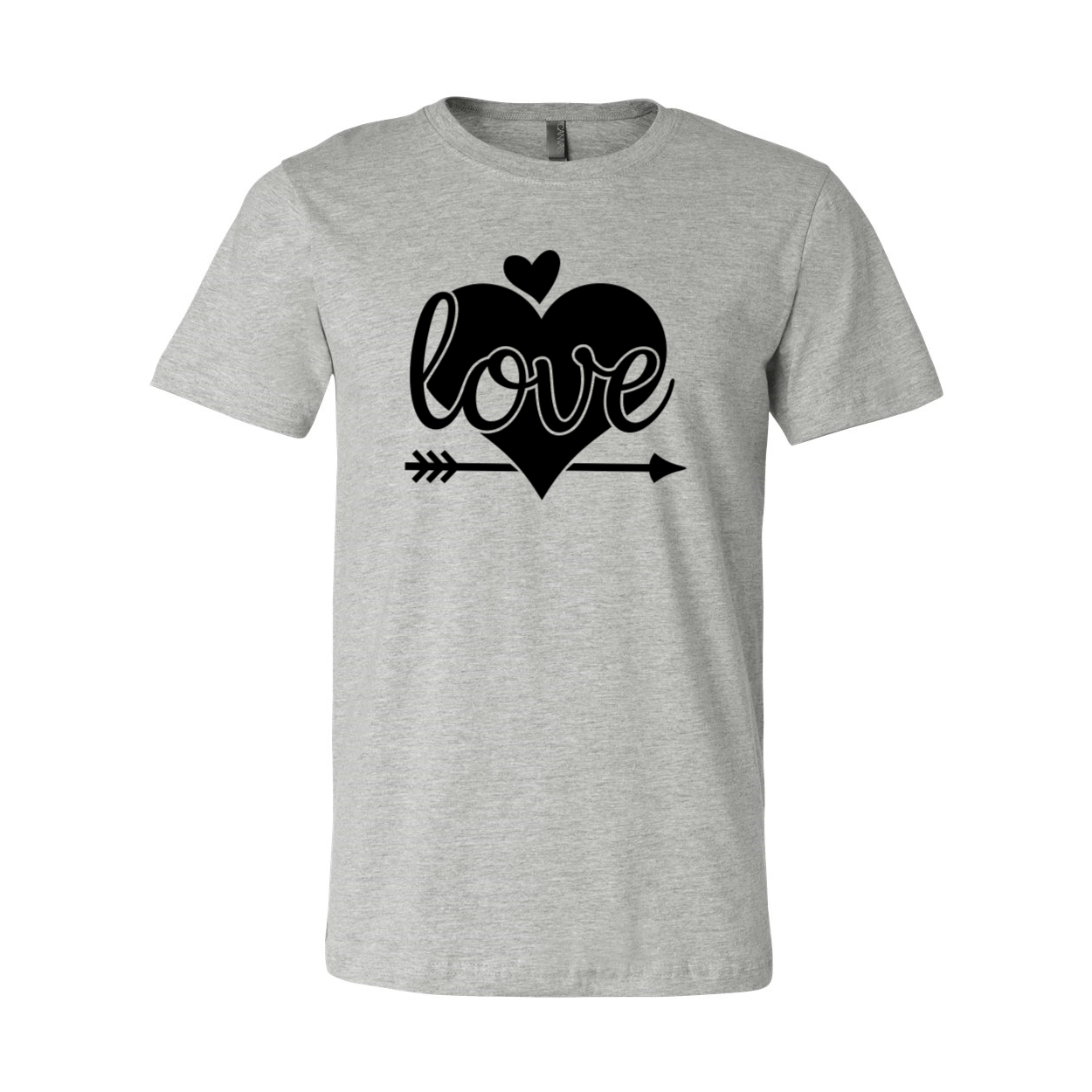 A stylish unisex Love Shirt made from soft ring spun cotton, available in various colors and sizes.