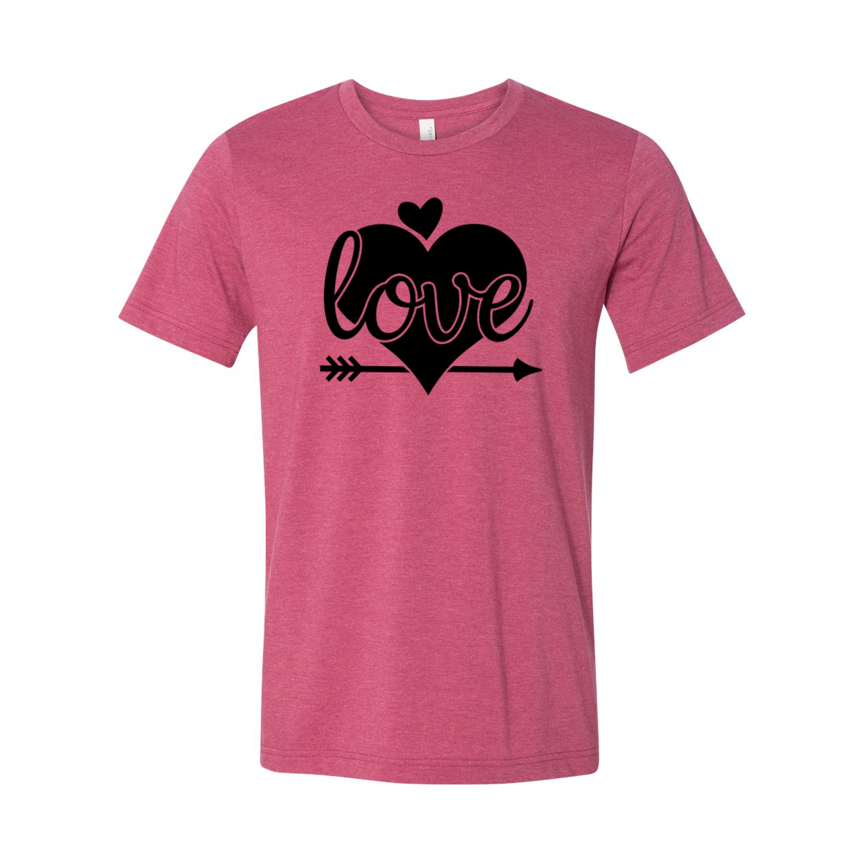 A stylish unisex Love Shirt made from soft ring spun cotton, available in various colors and sizes.