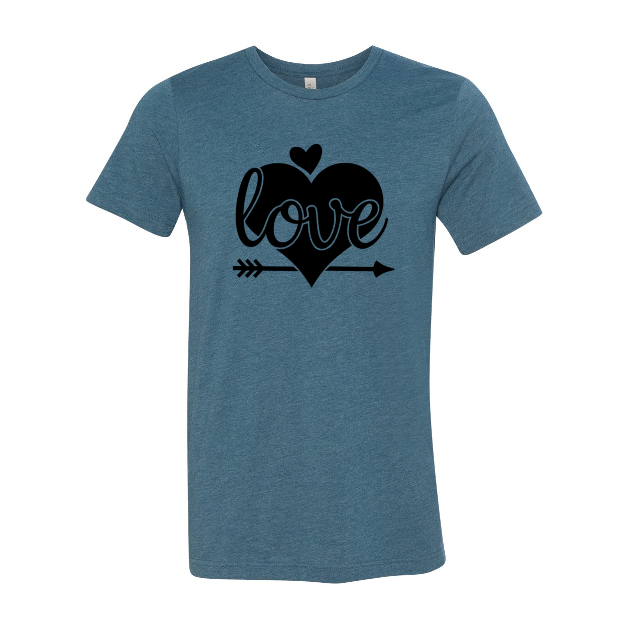 A stylish unisex Love Shirt made from soft ring spun cotton, available in various colors and sizes.