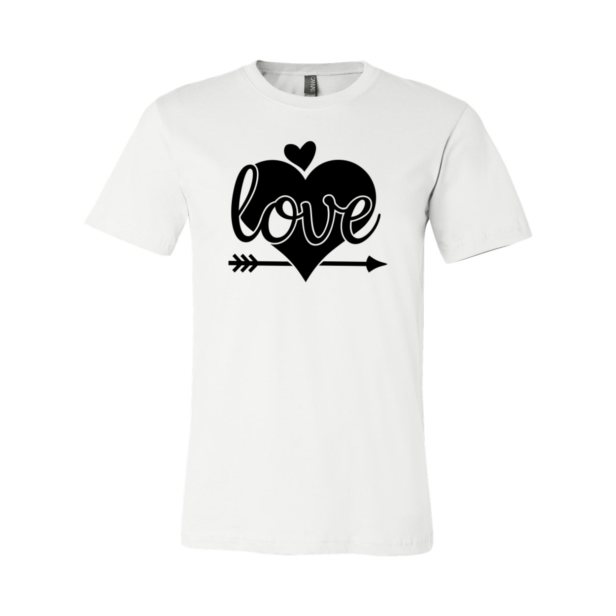 A stylish unisex Love Shirt made from soft ring spun cotton, available in various colors and sizes.