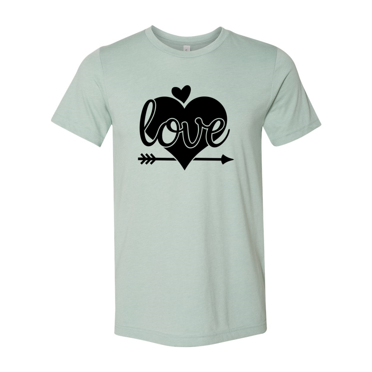 A stylish unisex Love Shirt made from soft ring spun cotton, available in various colors and sizes.