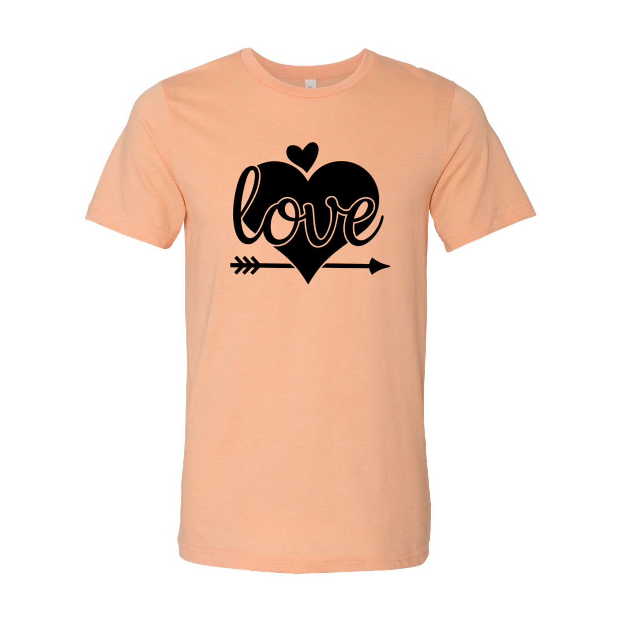 A stylish unisex Love Shirt made from soft ring spun cotton, available in various colors and sizes.