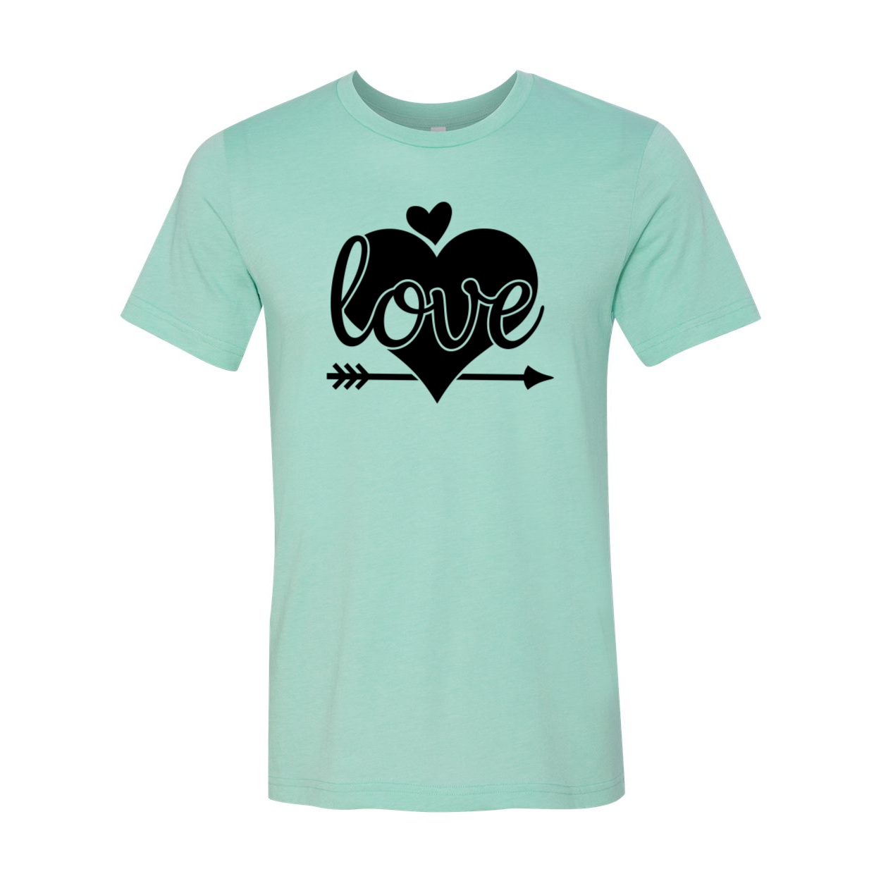 A stylish unisex Love Shirt made from soft ring spun cotton, available in various colors and sizes.