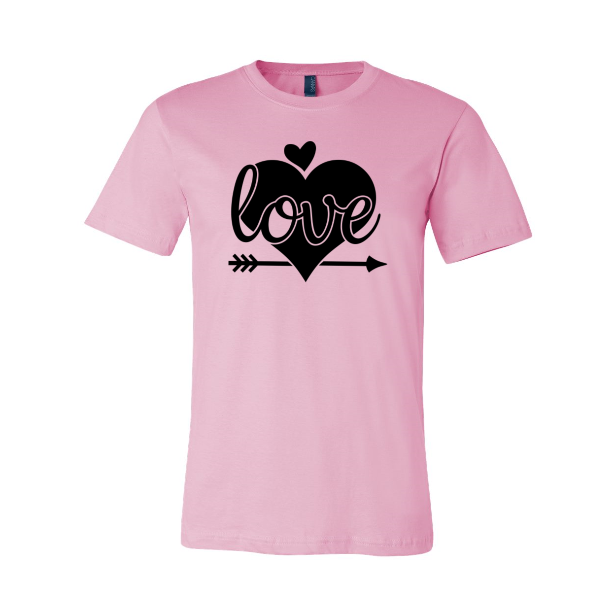 A stylish unisex Love Shirt made from soft ring spun cotton, available in various colors and sizes.