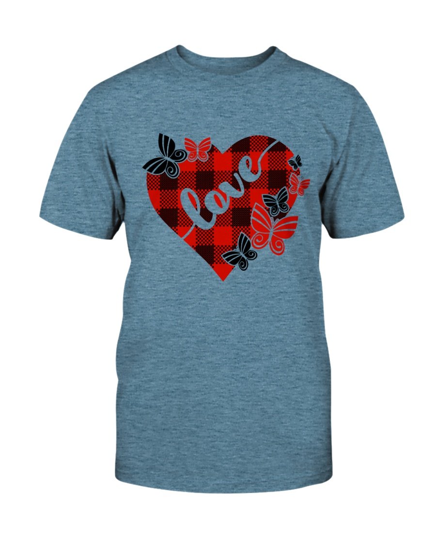 A unisex Love Shirt made from soft ring spun cotton, available in various colors and sizes, featuring a crew neck and short sleeves.