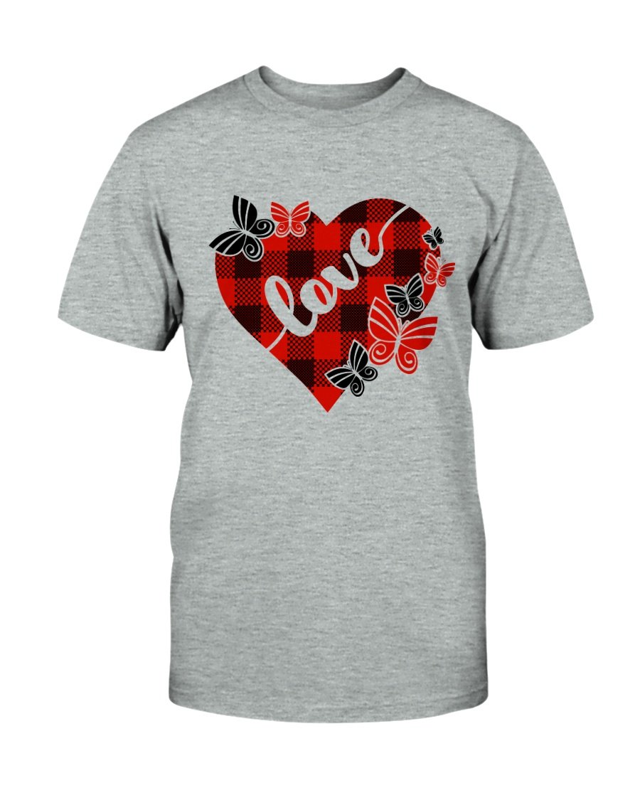 A unisex Love Shirt made from soft ring spun cotton, available in various colors and sizes, featuring a crew neck and short sleeves.