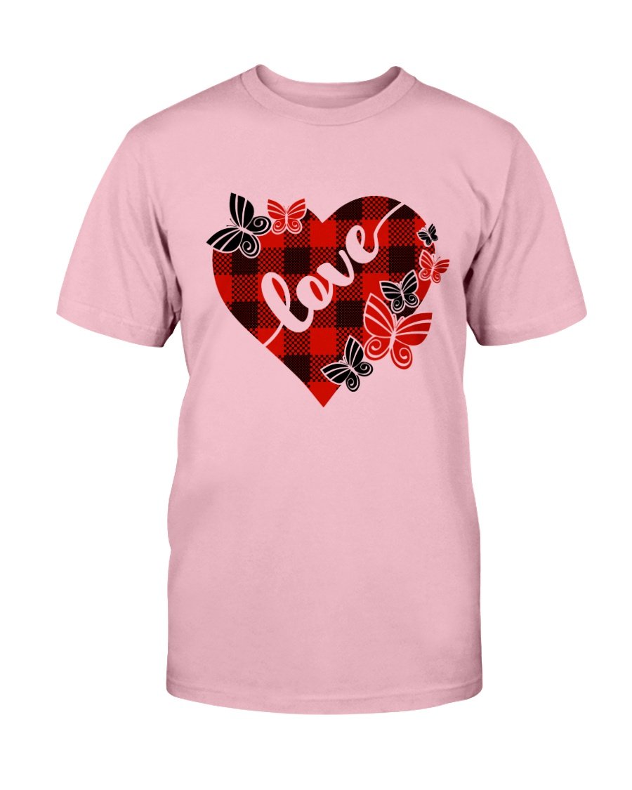 A unisex Love Shirt made from soft ring spun cotton, available in various colors and sizes, featuring a crew neck and short sleeves.